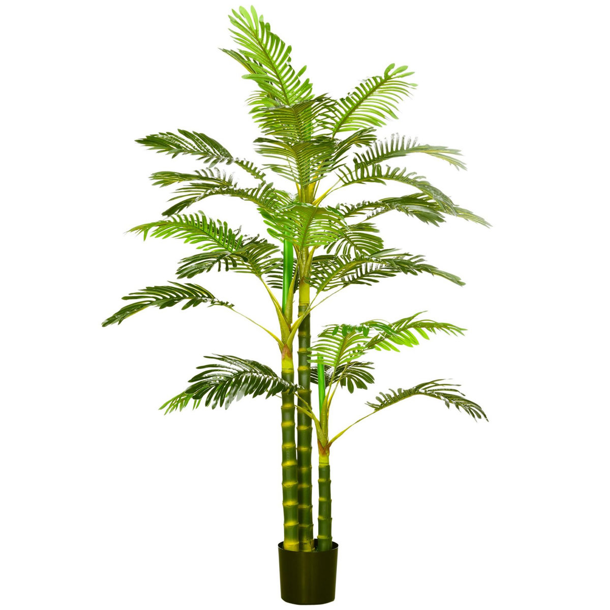 HOMCOM Palmier areca artificiel hauteur 190 cm plante artificielle tropicale avec 30 grandes feuilles grand réalisme en plastique pot inclus vert