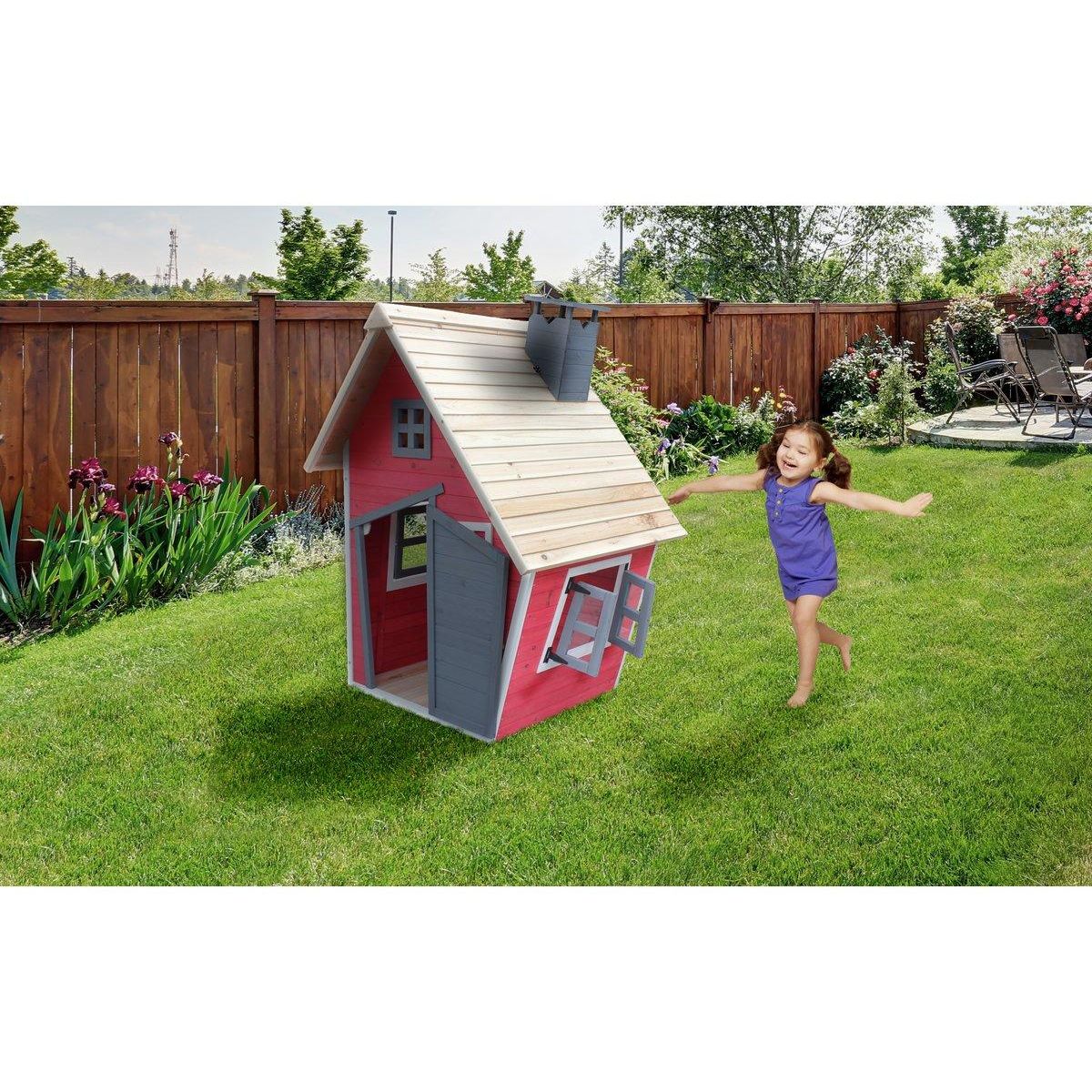 Habitat et Jardin Maisonnette  Lilou  - 119.5 x 156 x 102 cm - Rouge/Gris