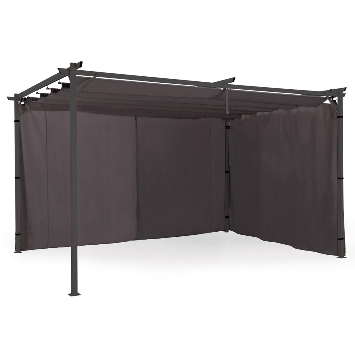 ID MARKET Lot de 2 rideaux pour pergola 3 et 4 M gris panneaux muraux avec fermeture éclair
