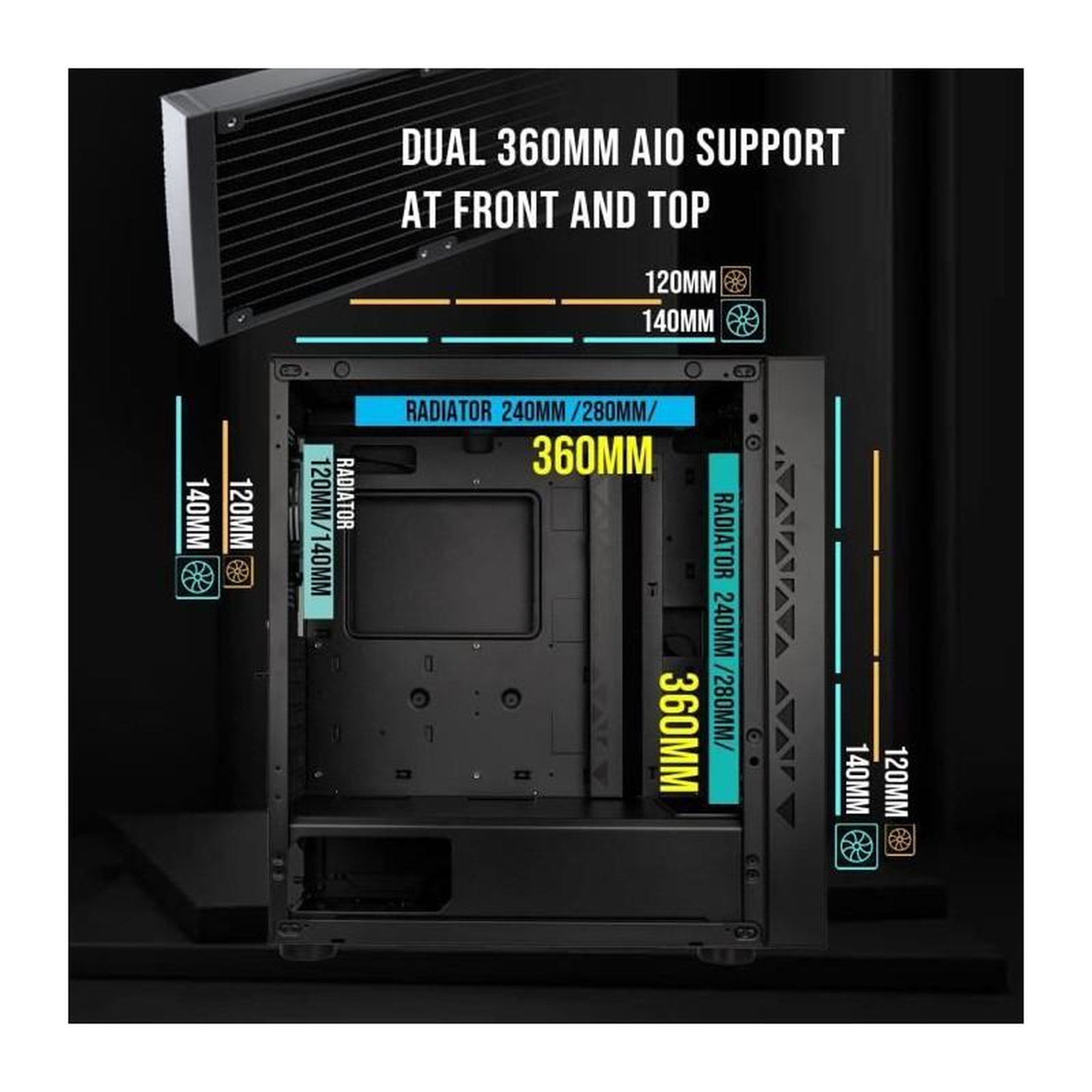 Voir la diapositive 3 : BitFenix Boitier PC sans alimentation - BITFENIX Tracery ARGB (Noir) - Moyen tour - Format E-ATX