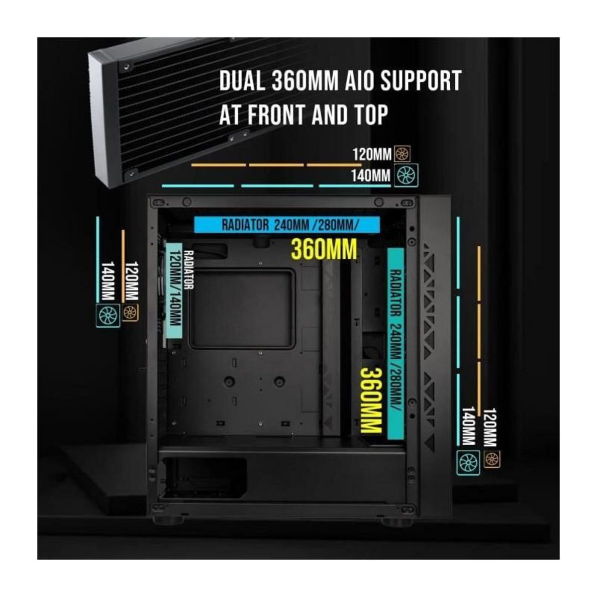 BitFenix Boitier PC sans alimentation - BITFENIX Tracery ARGB (Noir) - Moyen tour - Format E-ATX