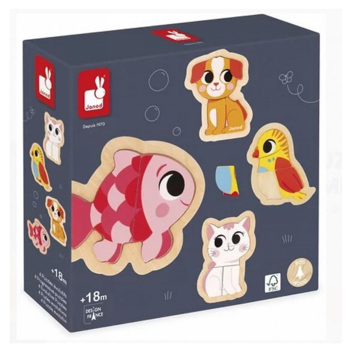 Juratoys-Janod Animaux de compagnie 4 Puzzles evolutifs