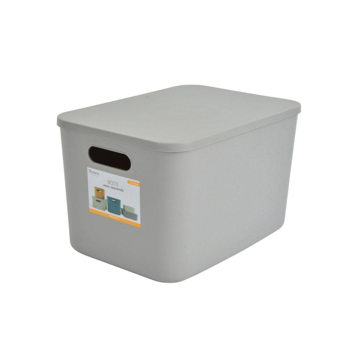 Paris Prix Boîte de Rangement Avec Couvercle  Iris  15,5L Gris