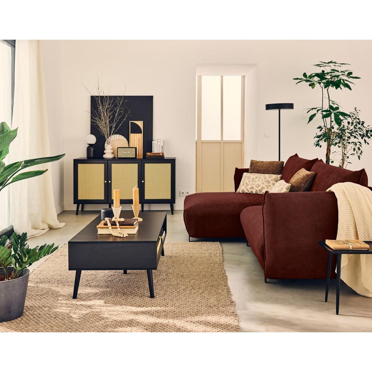 LISA DESIGN Gianni - canapé d'angle gauche 4 places convertible avec coffre en tissu