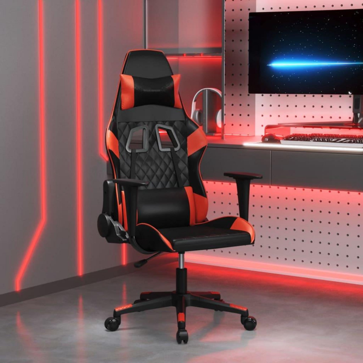 VIDAXL Chaise de jeu de massage Noir et rouge Similicuir