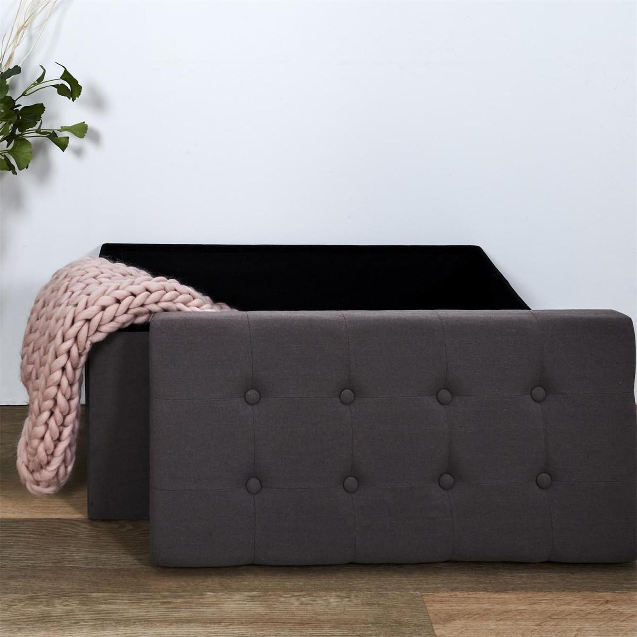 Voir la diapositive 6 : The Home Deco Factory Banc pliable & coffre  eleonor  76cm gris