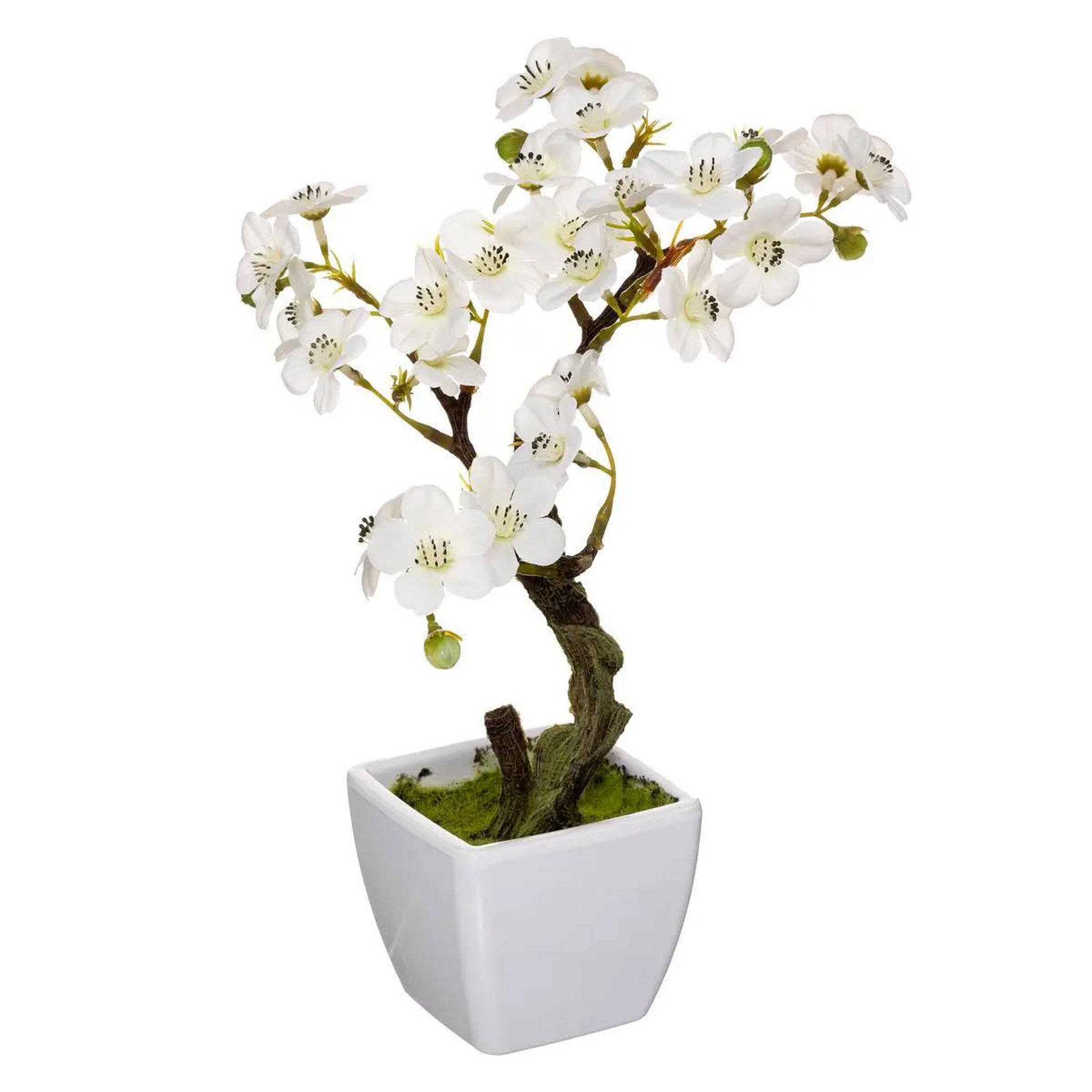 ATMOSPHERA Plante artificielle en pot  cerisier  26cm blanc