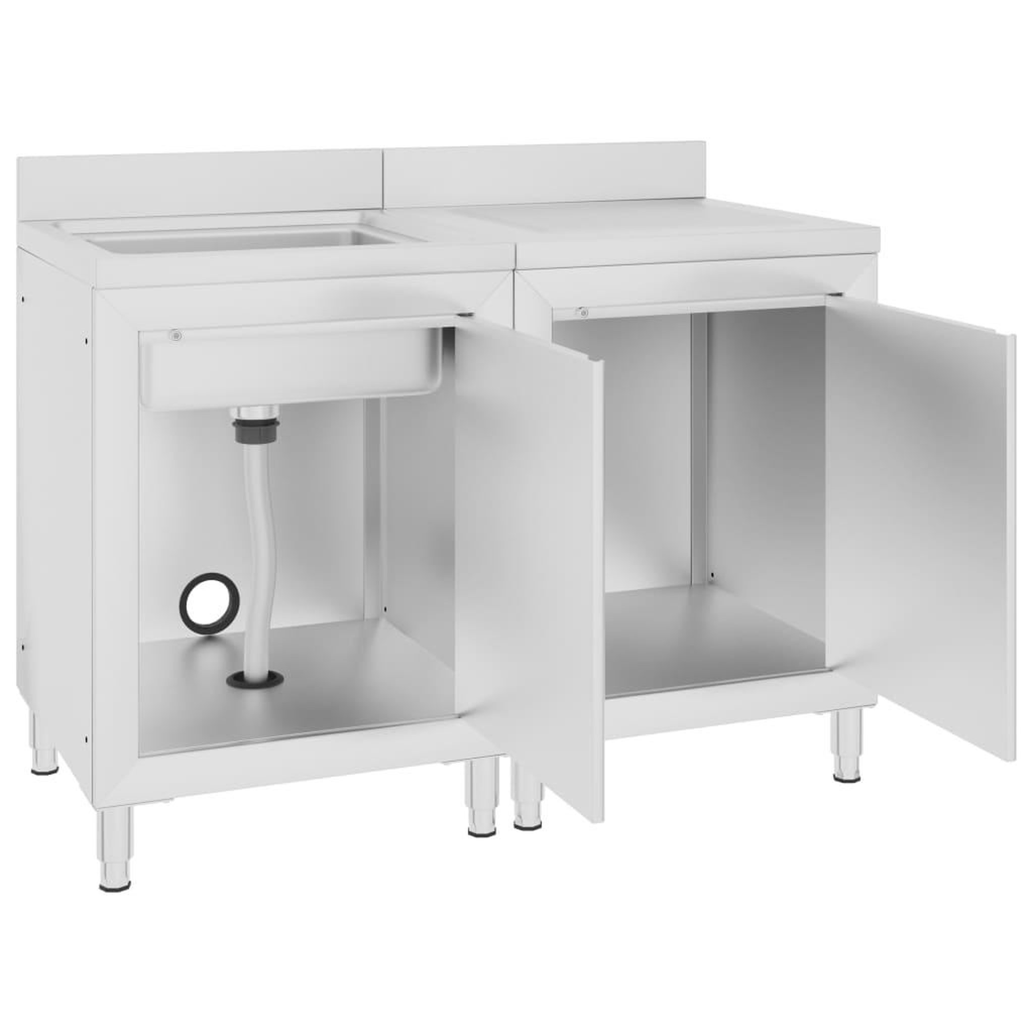 Voir la diapositive 3 : VIDAXL Evier de cuisine commercial Acier inoxydable 120x60x96 cm