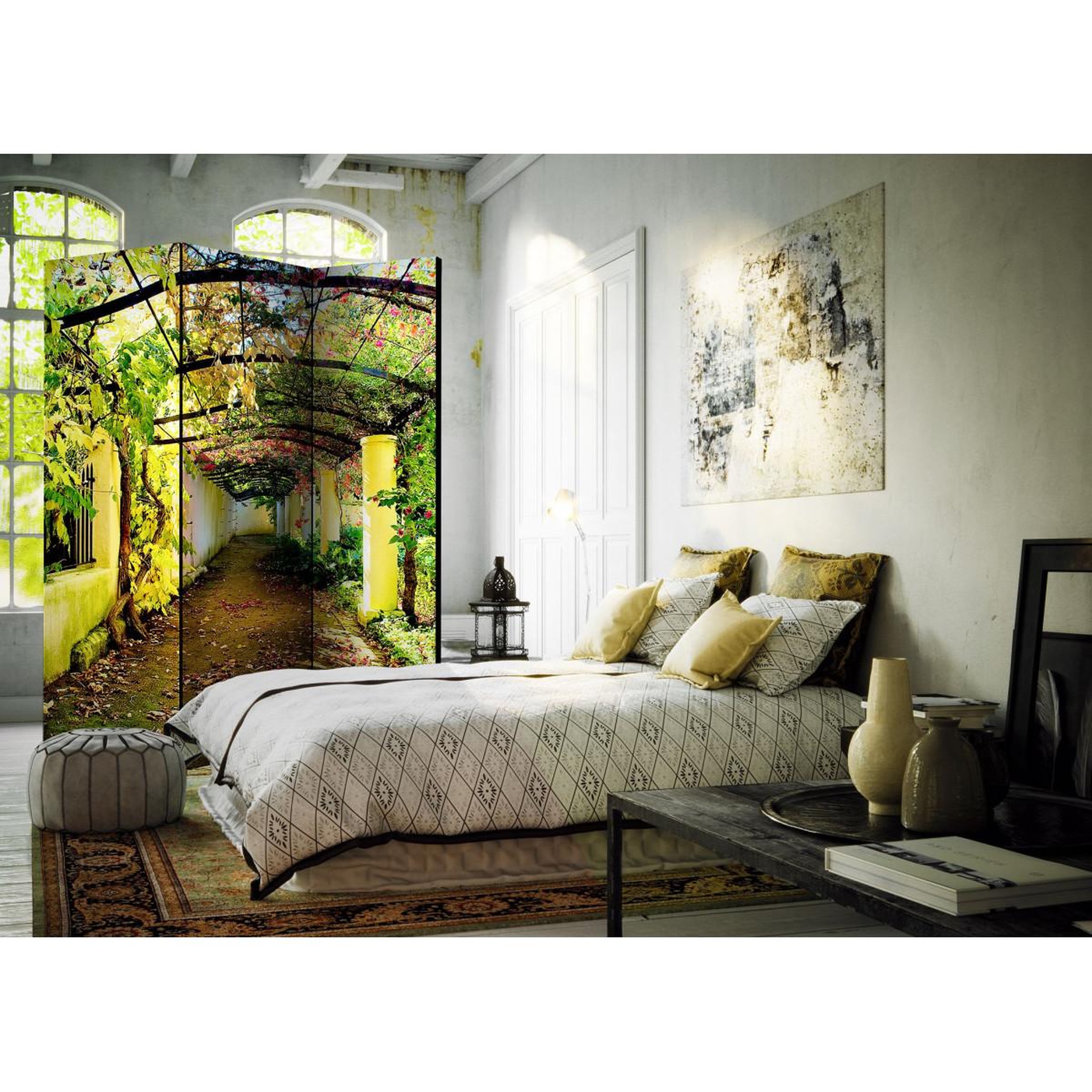 Voir la diapositive 2 : Paris Prix Paravent 3 volets  romantic garden  135x172cm
