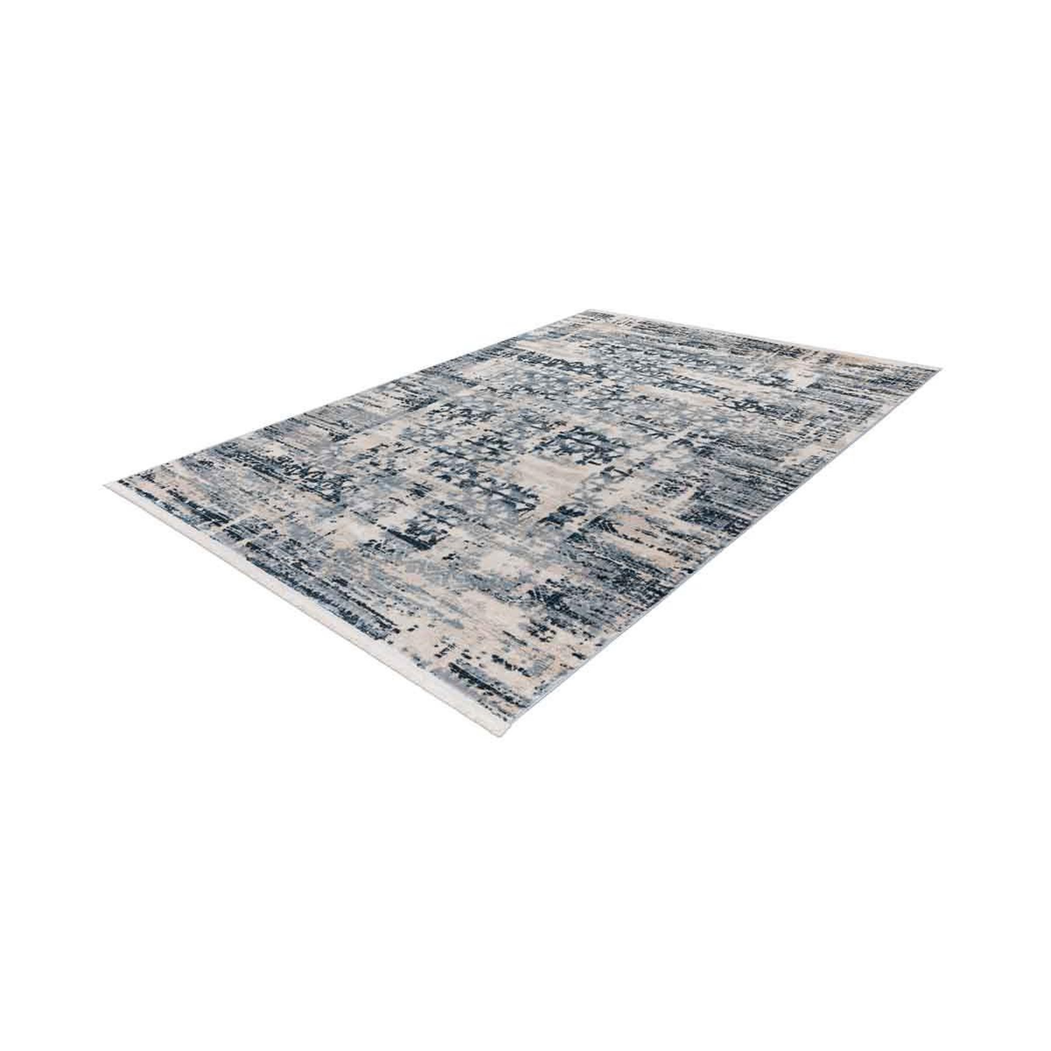Voir la diapositive 2 : Paris Prix Tapis Tissé à Poils Courts Zébré  Adeon  Bleu