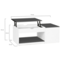 Voir la diapositive 5 : ID MARKET Table basse 2 plateaux relevables EYLA avec coffre bois blanc et gris