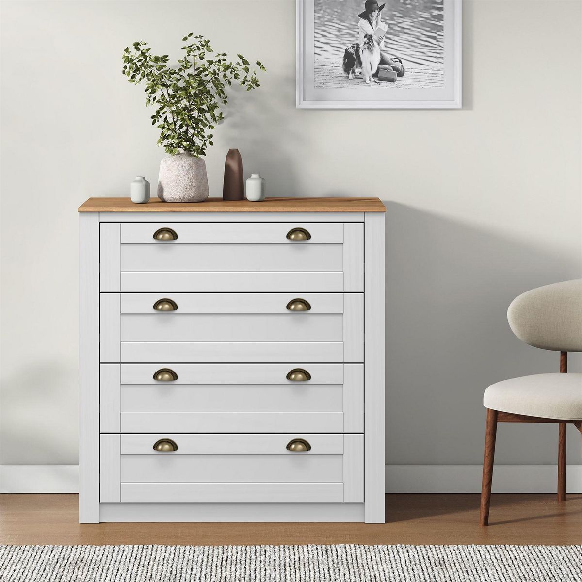 IDIMEX Commode BOLTON avec 4 tiroirs, en pin massif