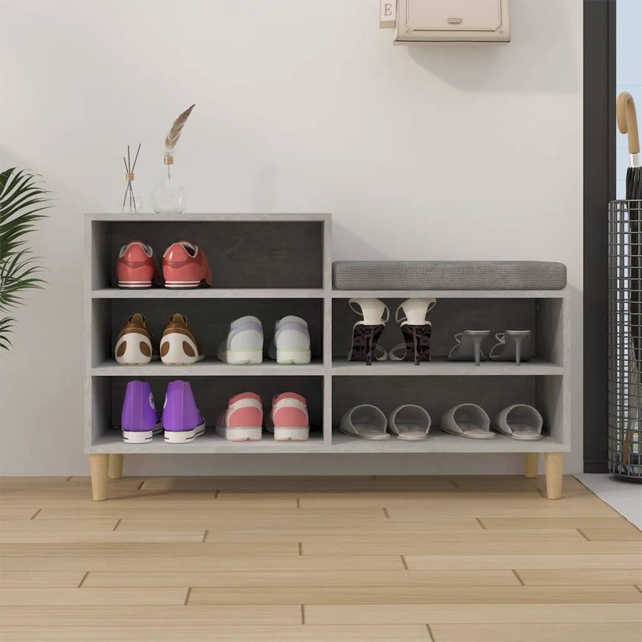 Voir la diapositive 3 : VIDAXL Armoire a chaussures Gris beton 102x36x60 cm Bois d'ingenierie