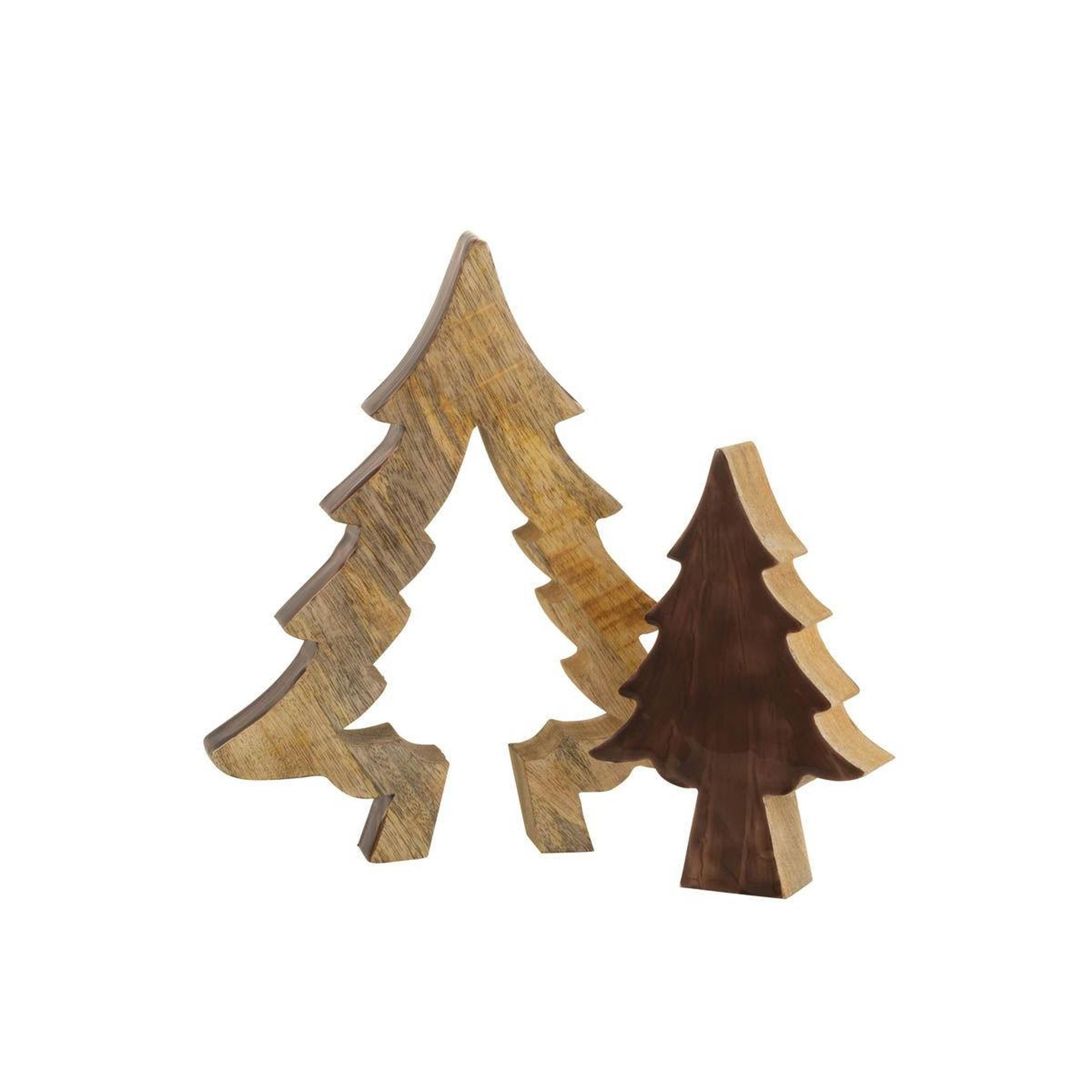 Voir la diapositive 3 : J-LINE Sapin de noël à poser  puzzle  30cm marron & naturel