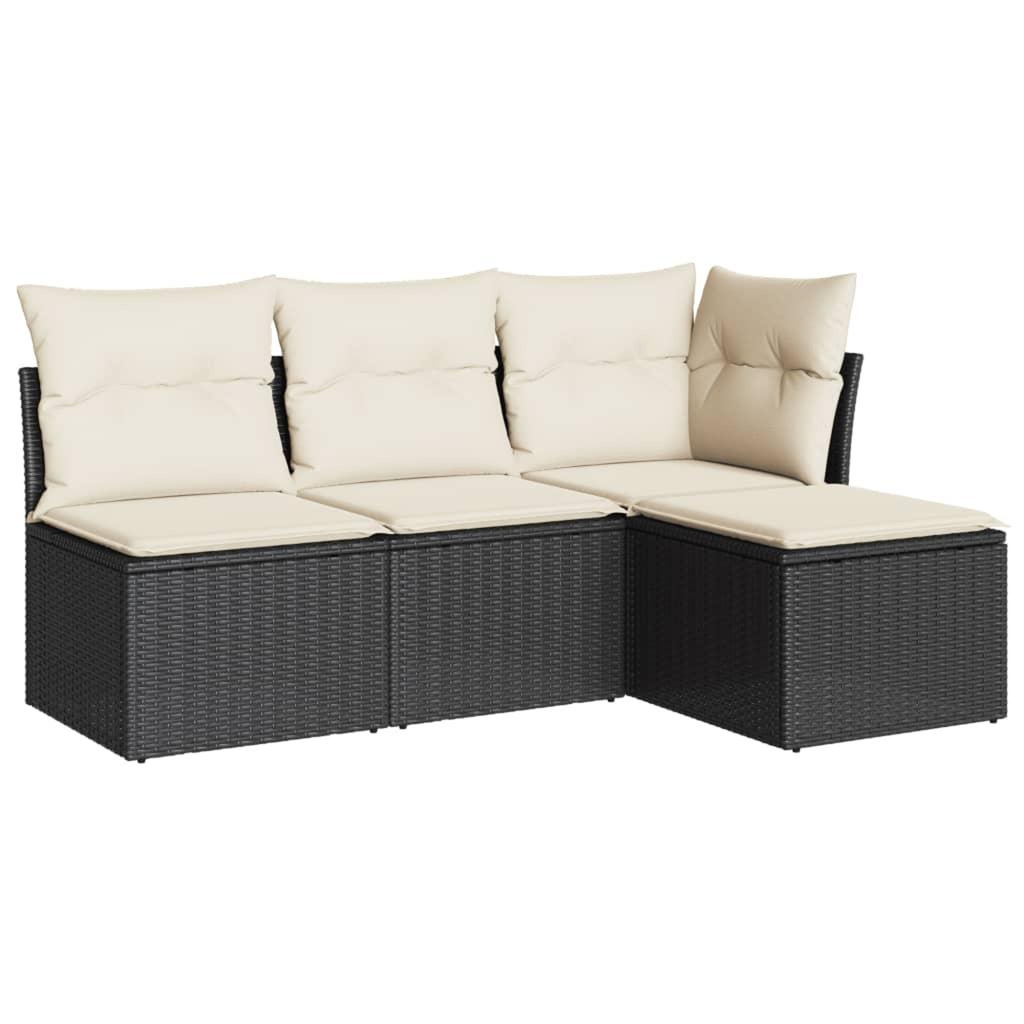Voir la diapositive 2 : VIDAXL Salon de jardin 4 pcs avec coussins noir resine tressee