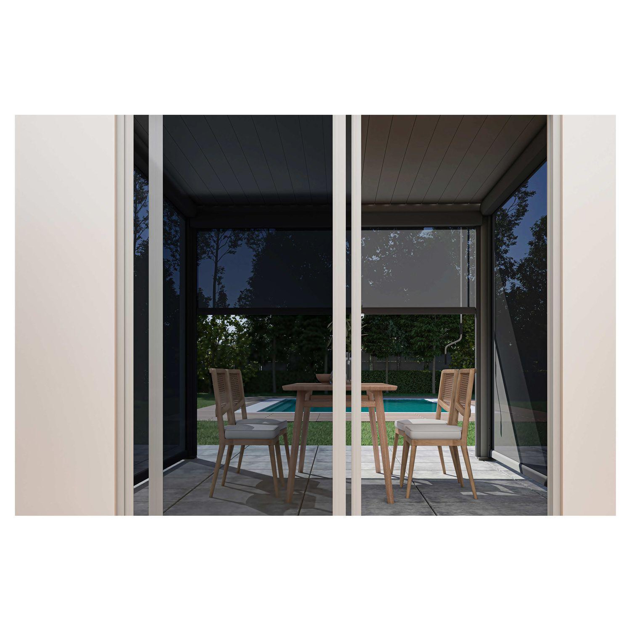 Voir la diapositive 3 : OMBREA Pergola bioclimatique - Autoportante -Aluminium Anthracite -3 x 3m OMBREA