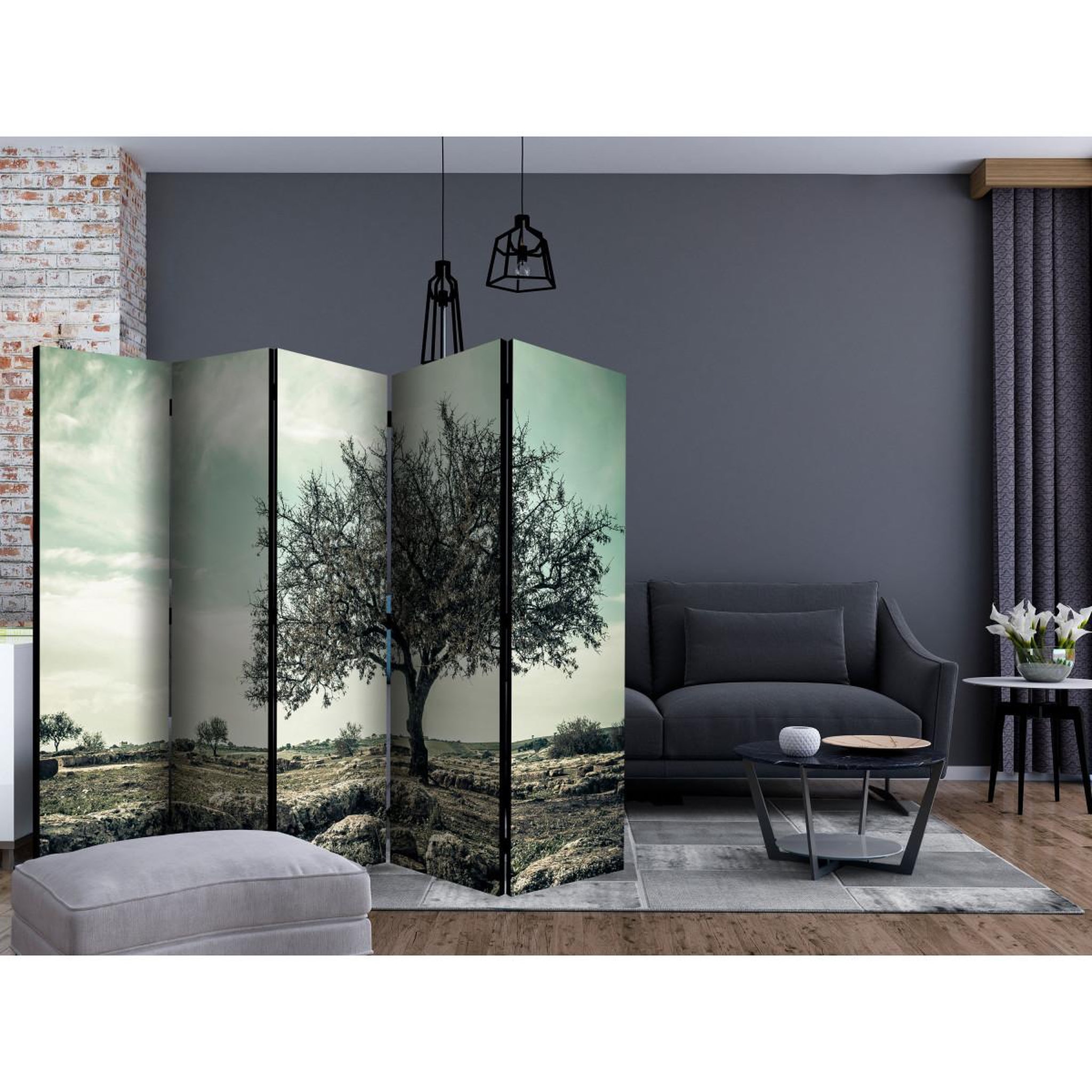 Voir la diapositive 2 : Paris Prix Paravent 5 volets  tree vintage  172x225cm