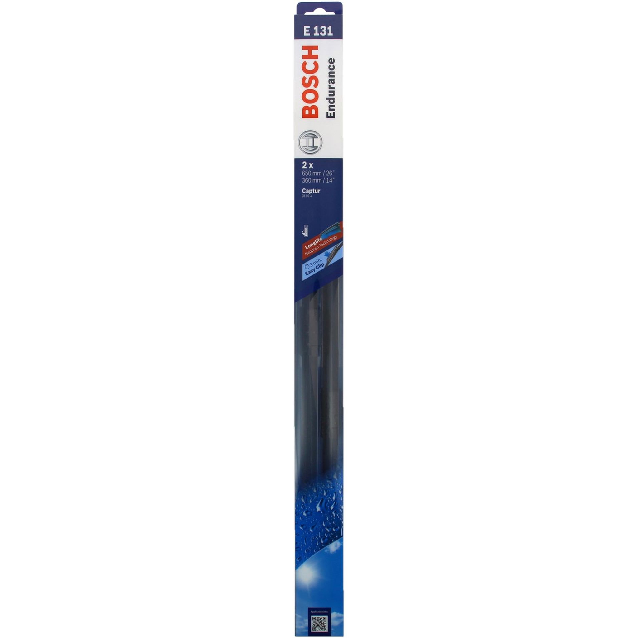 Voir la diapositive 3 : BOSCH Kit balai d'essuie-glace endurance BOSCH N°E131