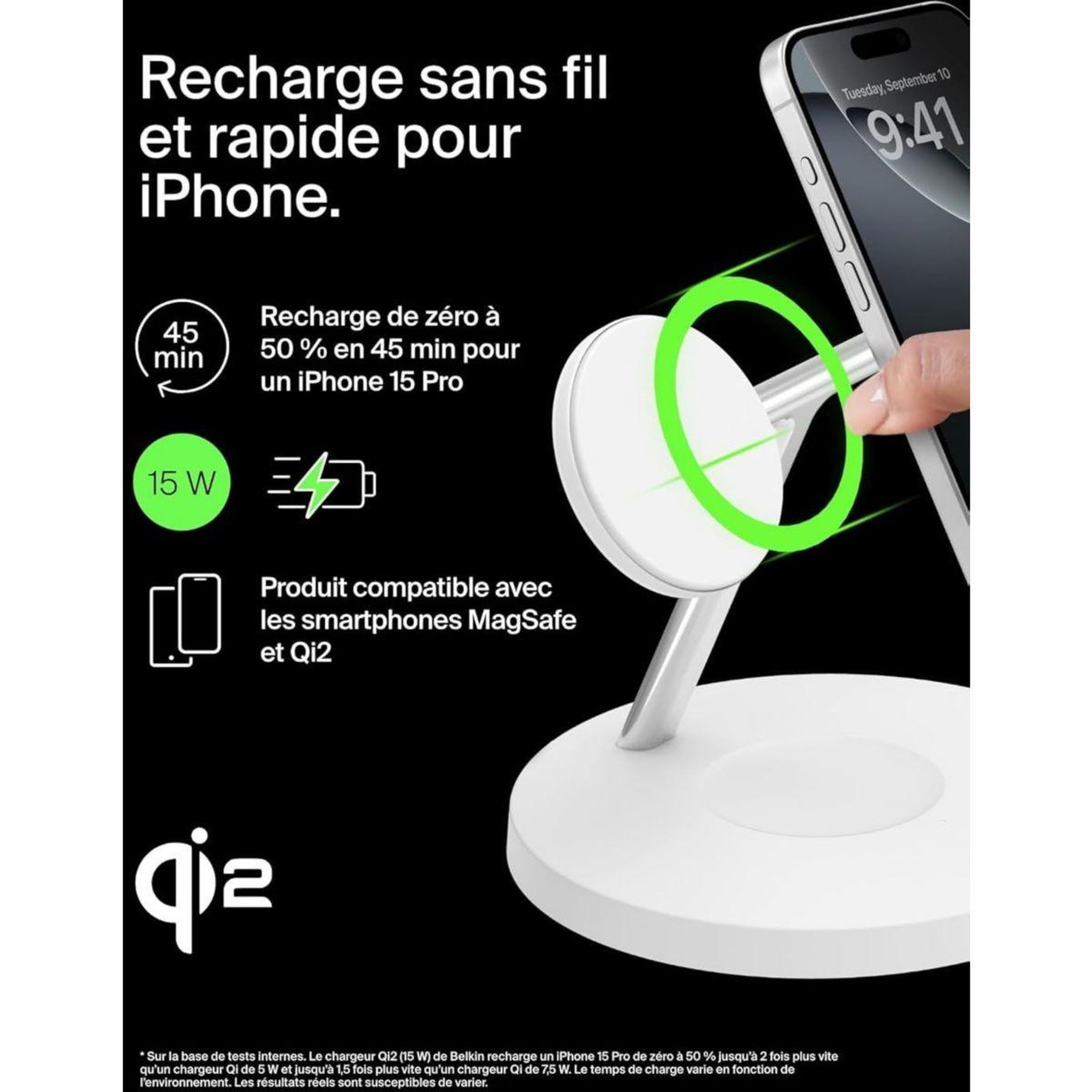 Voir la diapositive 3 : Belkin Chargeur induction 15w boost charge pro 3en1 qi2 blanc