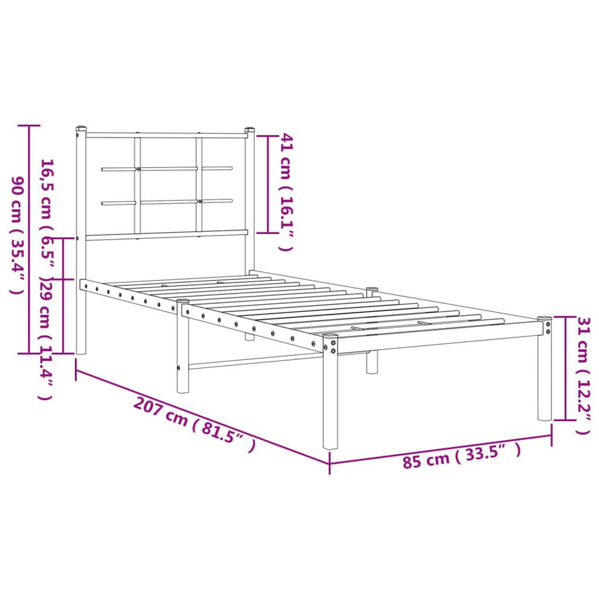 Voir la diapositive 6 : VIDAXL Cadre de lit metal sans matelas avec tete de lit blanc 80x200cm