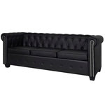 VIDAXL Canape Chesterfield a 3 places cuir synthetique noir