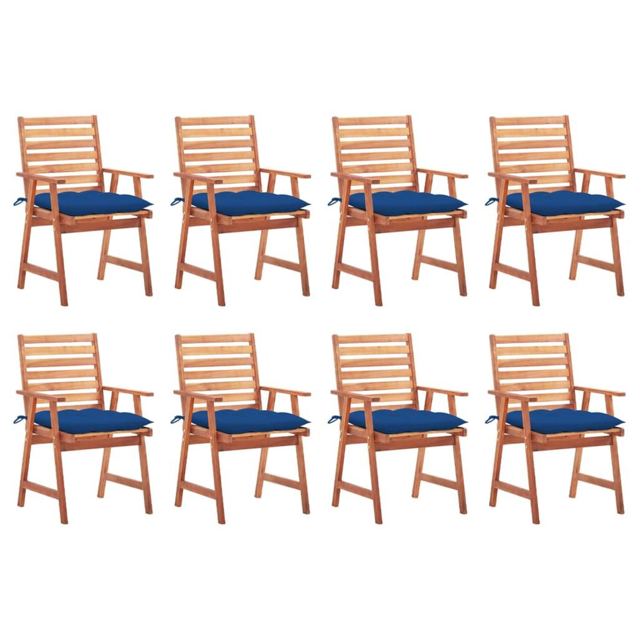 Voir la diapositive 1 : VIDAXL Chaises a manger d'exterieur lot de 8 et coussins Acacia massif