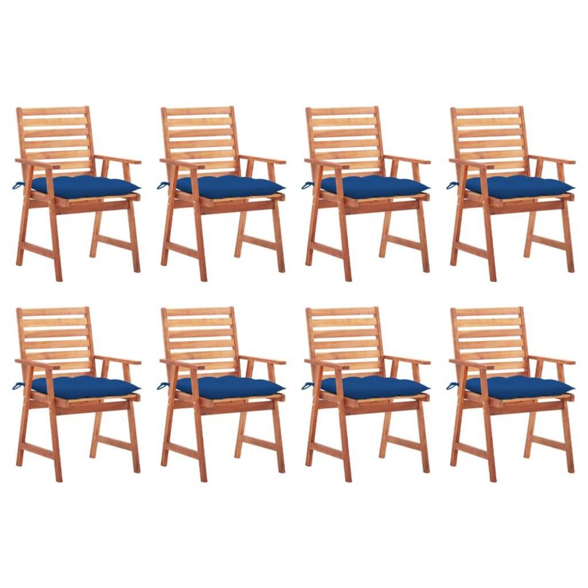 VIDAXL Chaises a manger d'exterieur lot de 8 et coussins Acacia massif