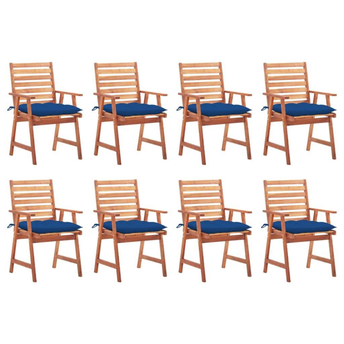 VIDAXL Chaises a manger d'exterieur lot de 8 et coussins Acacia massif