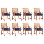 Voir la diapositive 1 : VIDAXL Chaises a manger d'exterieur lot de 8 et coussins Acacia massif