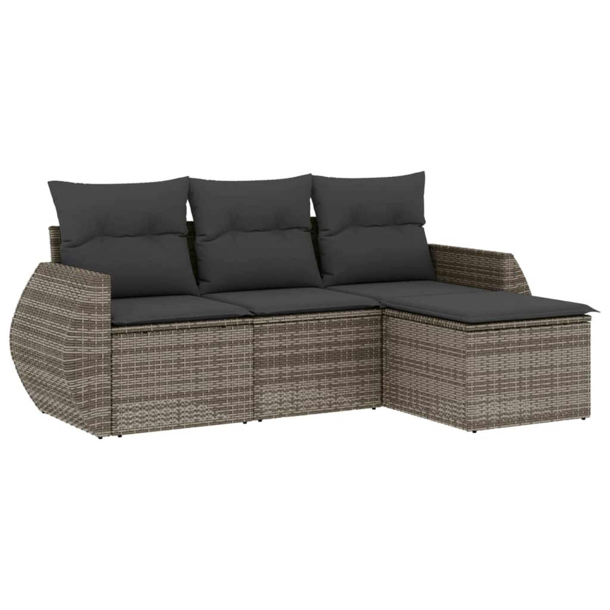Voir la diapositive 2 : VIDAXL Salon de jardin 4 pcs avec coussins gris resine tressee