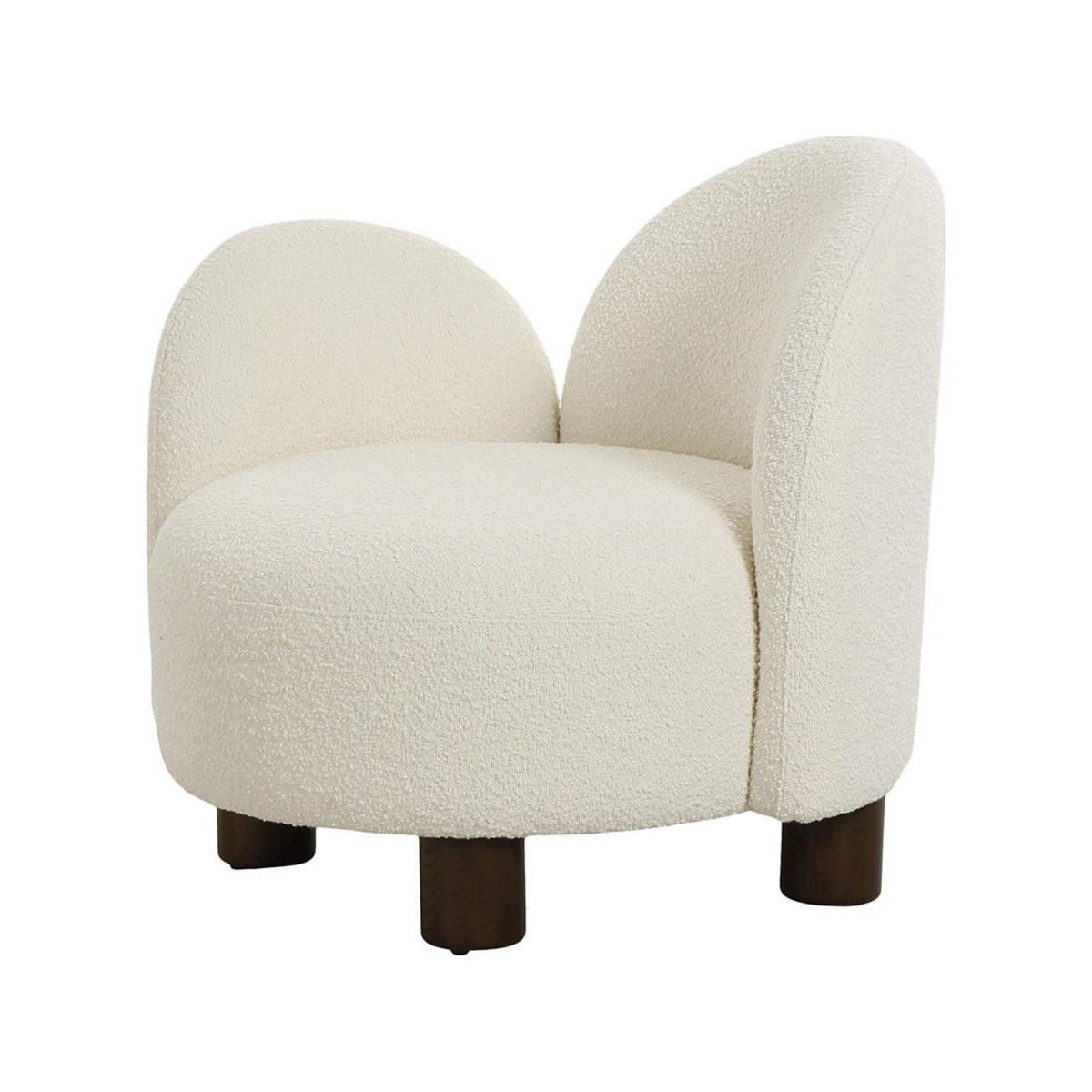 LISA DESIGN Leonardo - fauteuil accoudoir gauche - pieds en frêne massif - en tissu bouclette