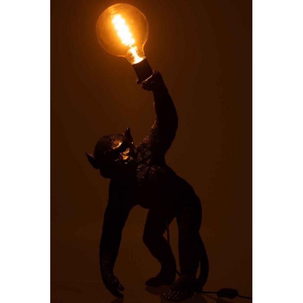 Paris Prix Lampe à Poser Déco  Singe Penché  63cm Noir