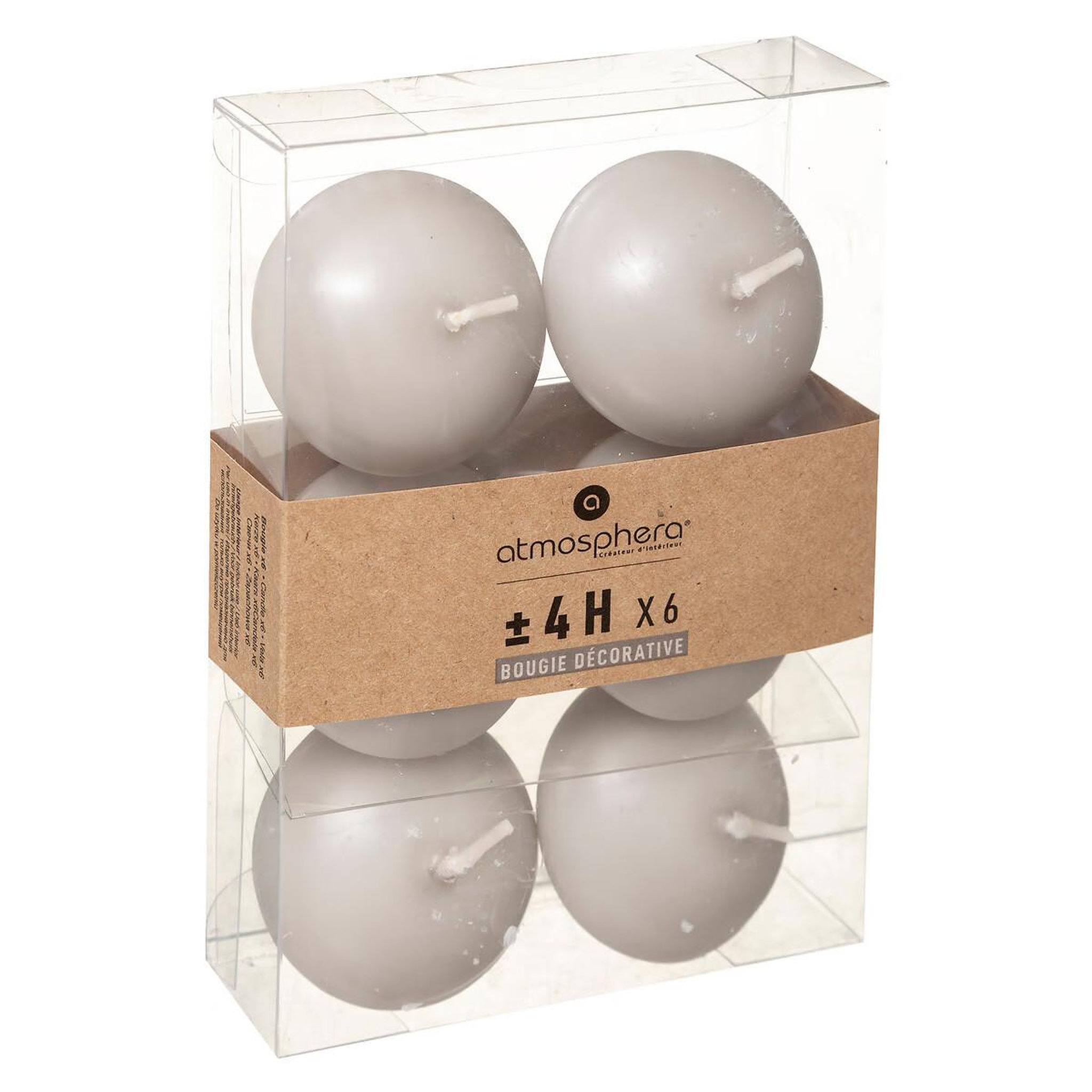 COMPTOIR DE LA BOUGIE Lot de 6 bougies flottantes  basic  4cm taupe