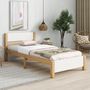 Voir la diapositive 4 : MERAX Lit simple 90x200cm bois et mdf coloris blanc+naturel