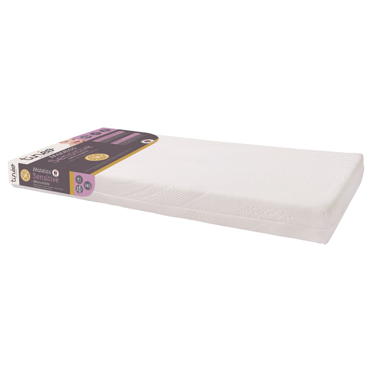 TINEO Matelas bébé Sensitive 60x120 hypoallergénique, traitement anti acarien SENSITIVE