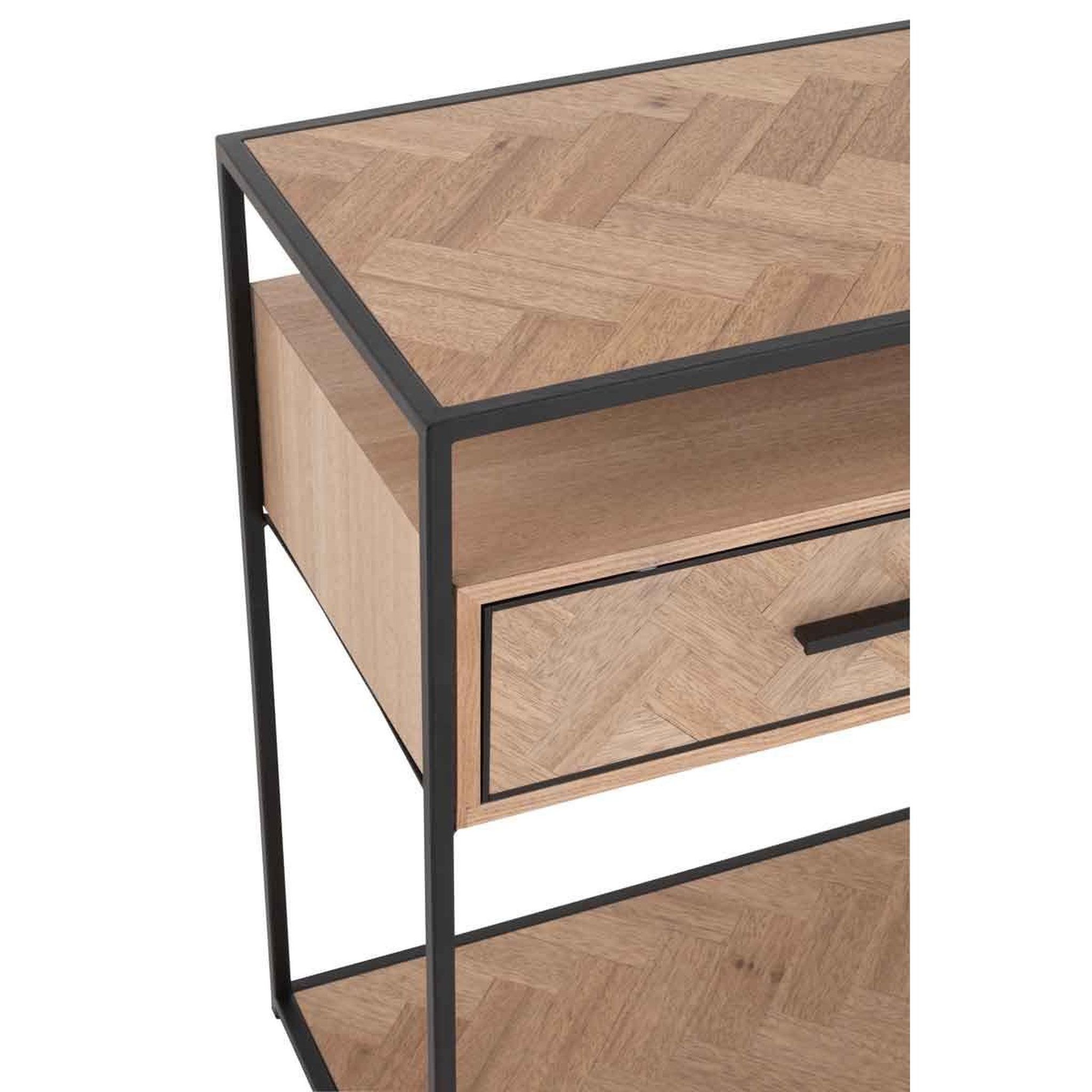 Voir la diapositive 6 : J-LINE Console 2 tiroirs  miraza  120cm naturel & noir