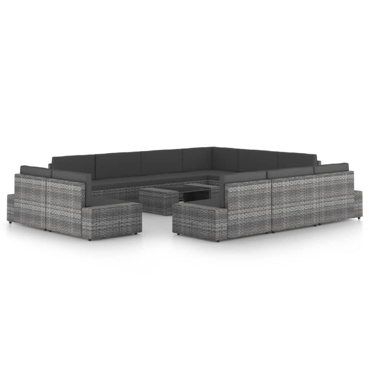 VIDAXL Salon de jardin 12 pcs avec coussins Gris Resine tressee