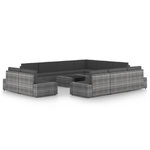 VIDAXL Salon de jardin 12 pcs avec coussins Gris Resine tressee