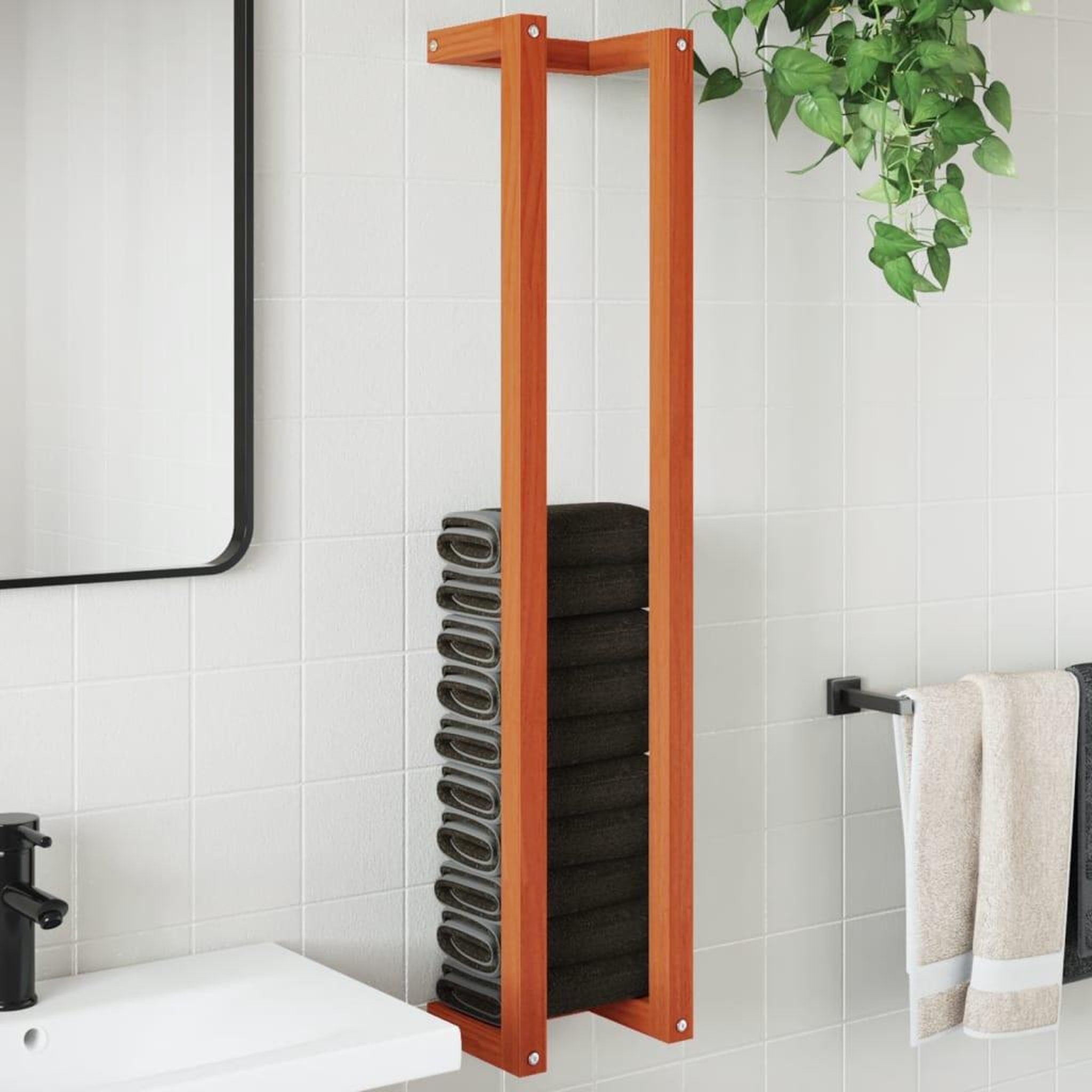 VIDAXL Porte-serviette marron cire 23x18x110 cm bois de pin massif