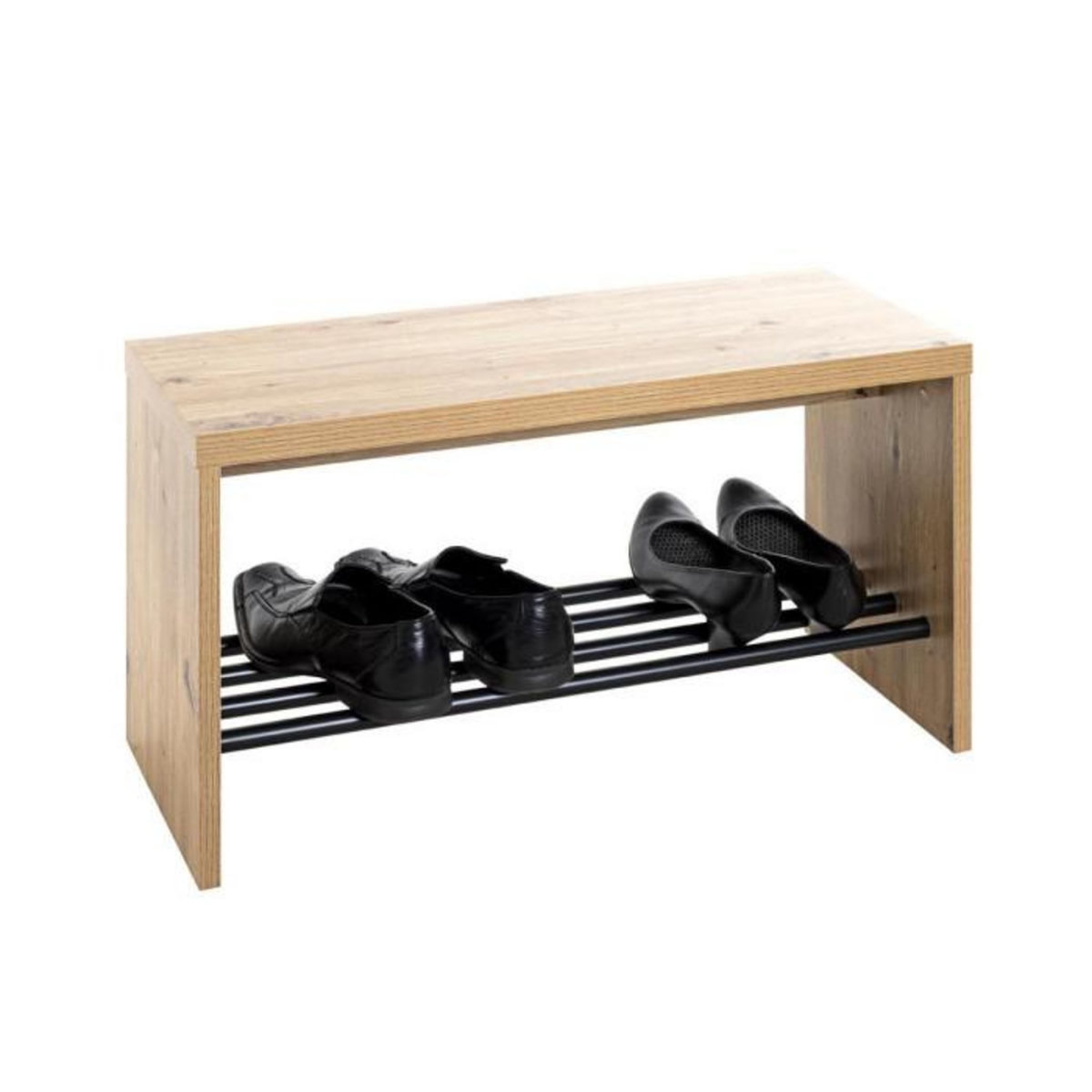 Paris Prix Banc à Chaussures  Wilfried  70cm Chêne & Noir