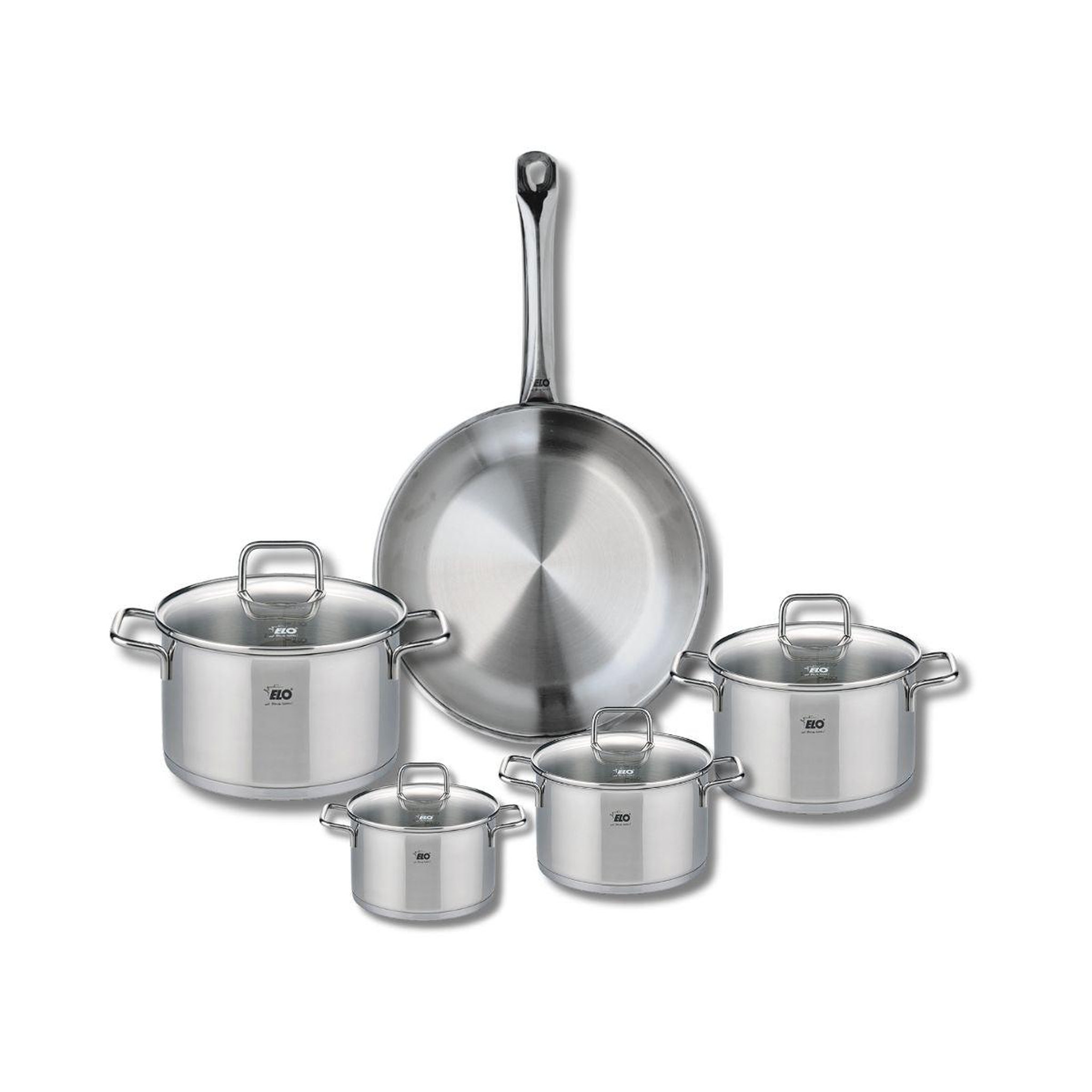 ELO Ensemble de 1 poêle de cuisson 28 cm et 4 faitouts 12, 14, 16 et 20 cm elo profi citrin