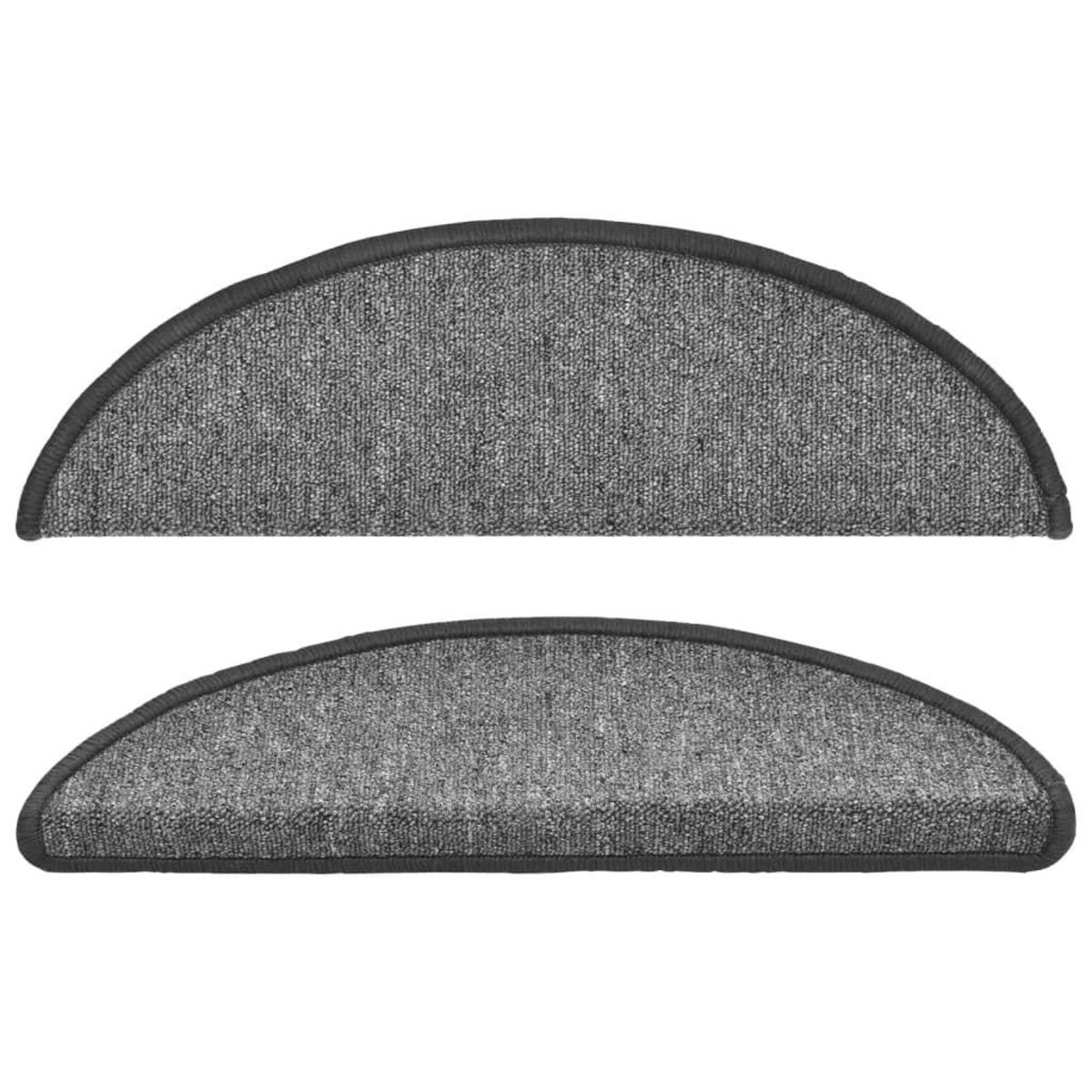 VIDAXL Tapis d'escalier 15 pcs Gris fonce 56x17x3 cm