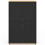 Voir la diapositive 3 : ID MARKET Buffet haut H. 125 cm VITO 4 portes noir et bois