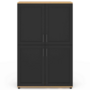 Voir la diapositive 3 : ID MARKET Buffet haut H. 125 cm VITO 4 portes noir et bois