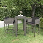 VIDAXL Ensemble de bar de jardin 5 pcs et coussins Resine tressee Gris