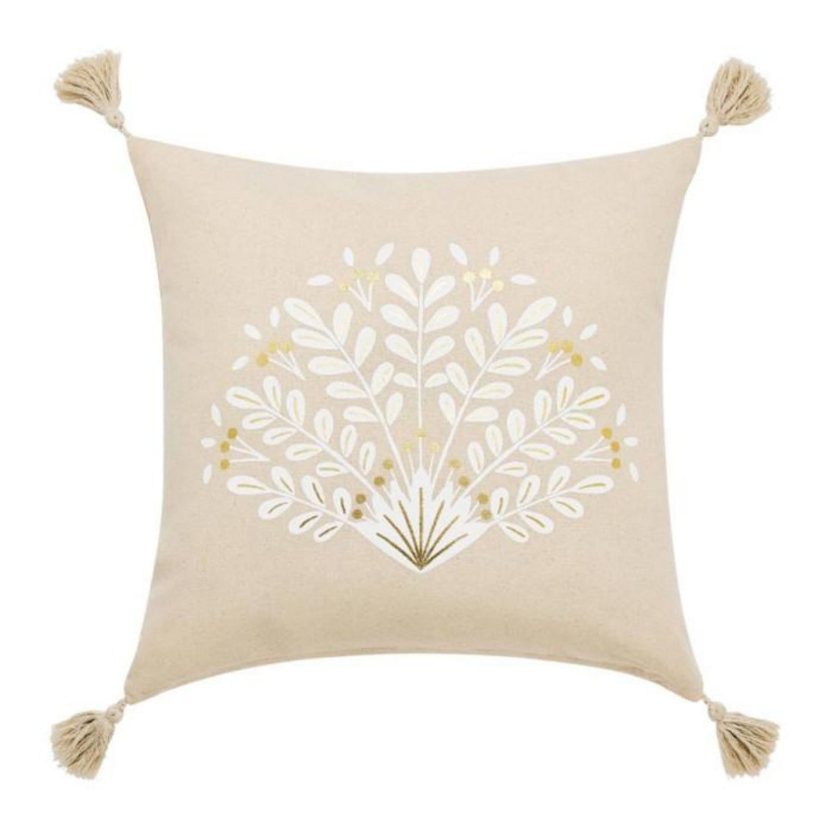 Paris Prix Coussin Déco Avec Pompons  Majestia  45x45cm Beige