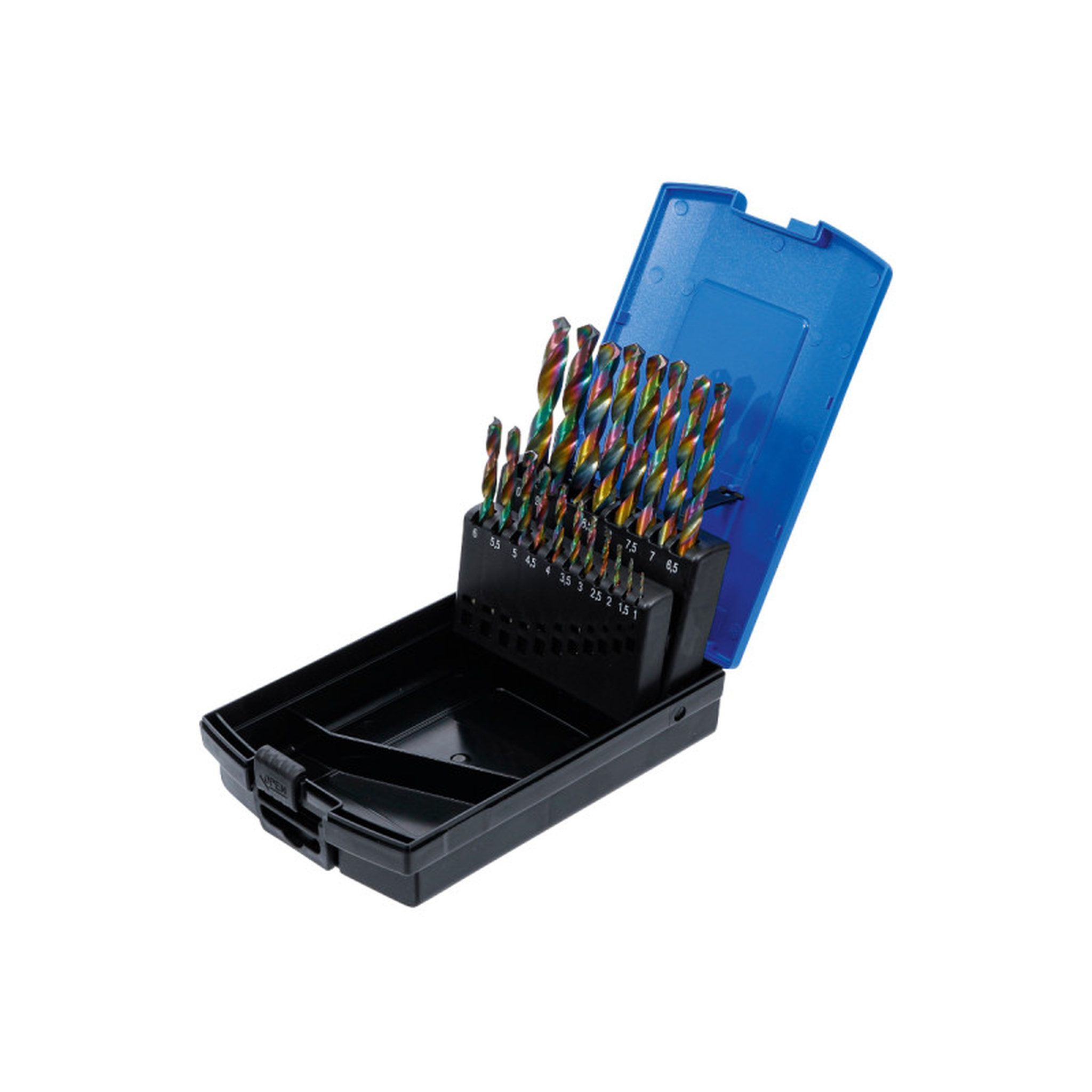 Voir la diapositive 2 :  Jeu de forets hélicoïdaux BGS TECHNIC - HSS Cobalt - 19 pcs - 2014