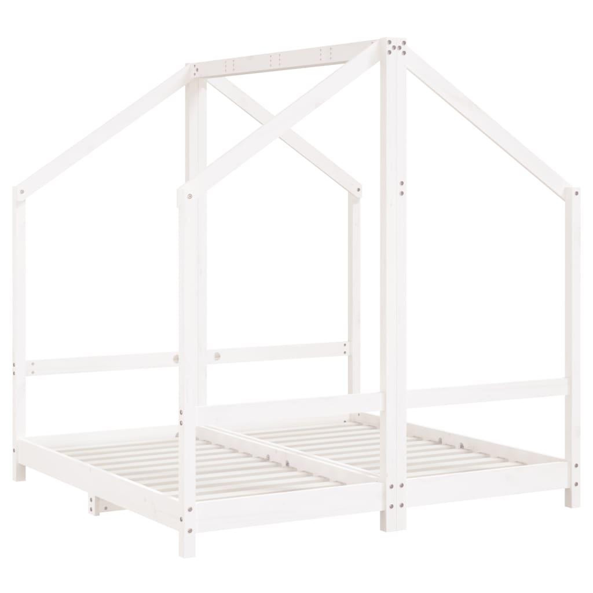 Voir la diapositive 3 : VIDAXL Cadre de lit pour enfant blanc 2x(70x140) cm bois de pin massif