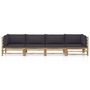 Voir la diapositive 2 : VIDAXL Salon de jardin 4 pcs avec coussins gris fonce bambou
