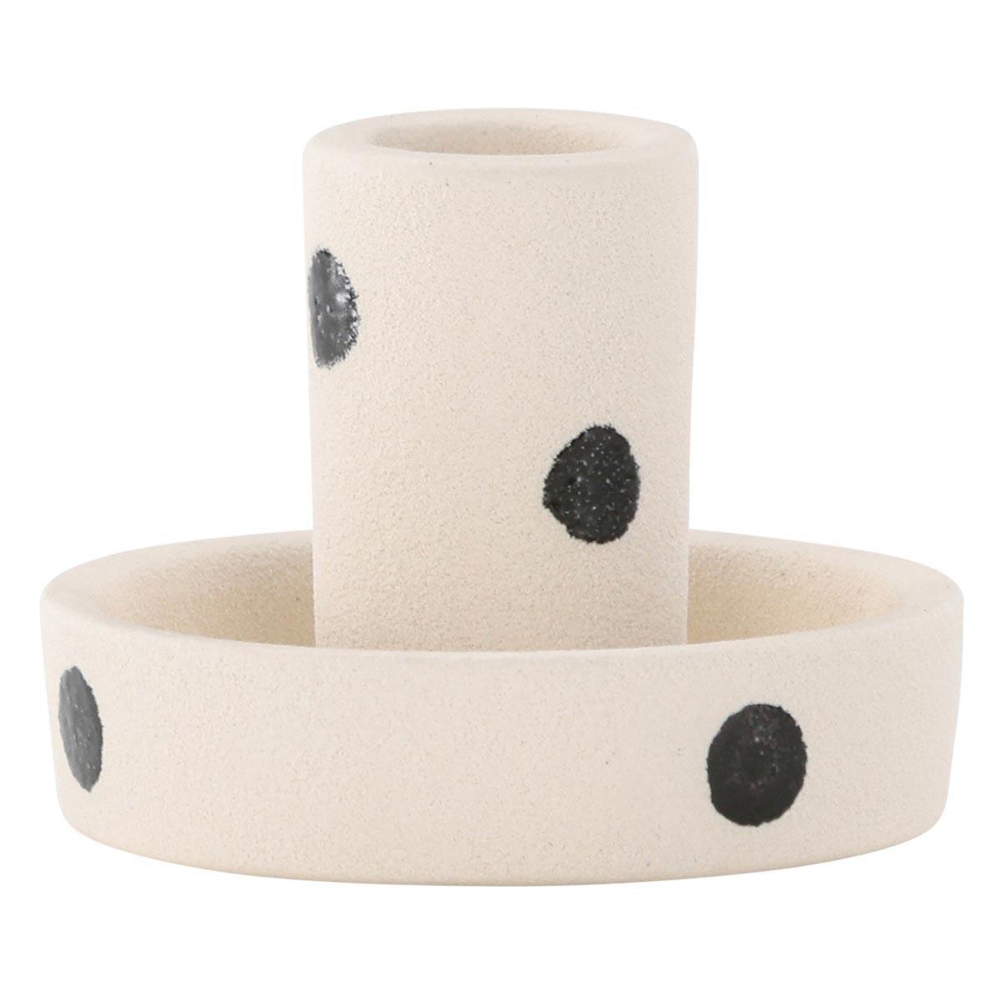 Paris Prix Bougeoir design en argile  ceco  11cm blanc & noir